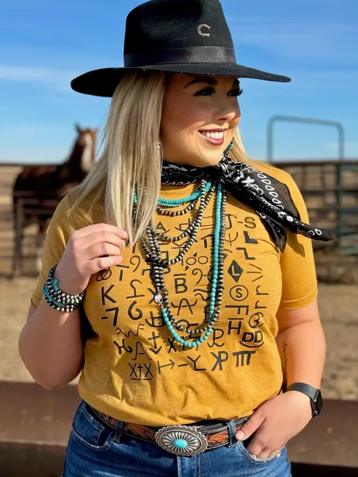 TEXAS TRUE THREADS BRANDED IN BLACK INK TEE ANTIQUE GOLD Earrings