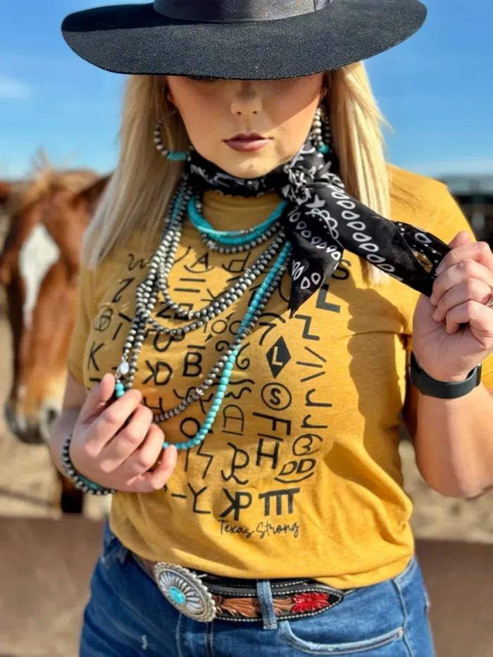 TEXAS TRUE THREADS BRANDED IN BLACK INK TEE ANTIQUE GOLD Earrings