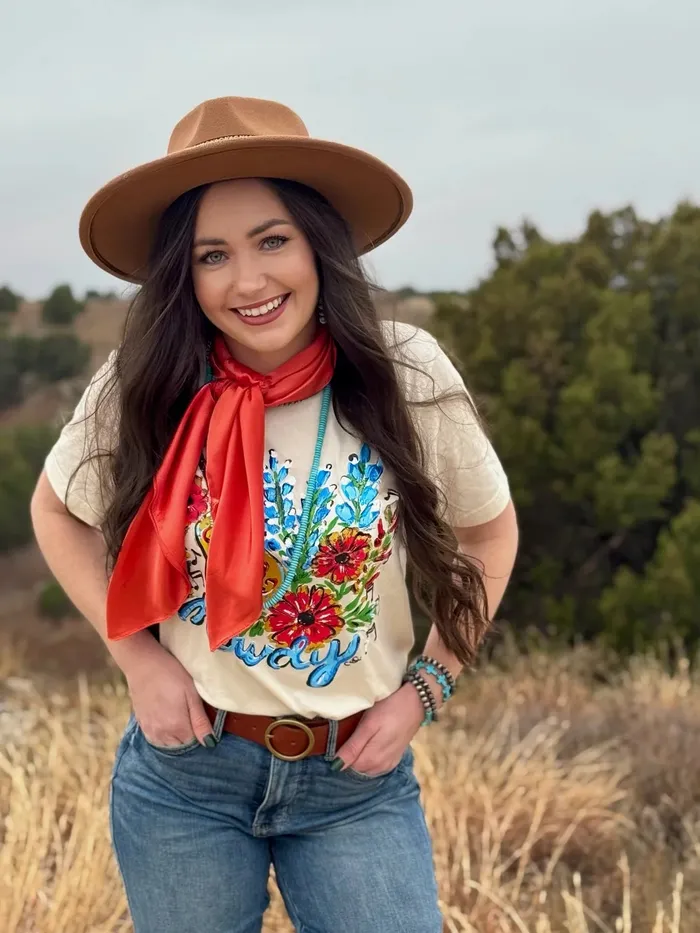 TEXAS TRUE THREADS Earrings BLUEBONNET HOWDY TEE NATURAL