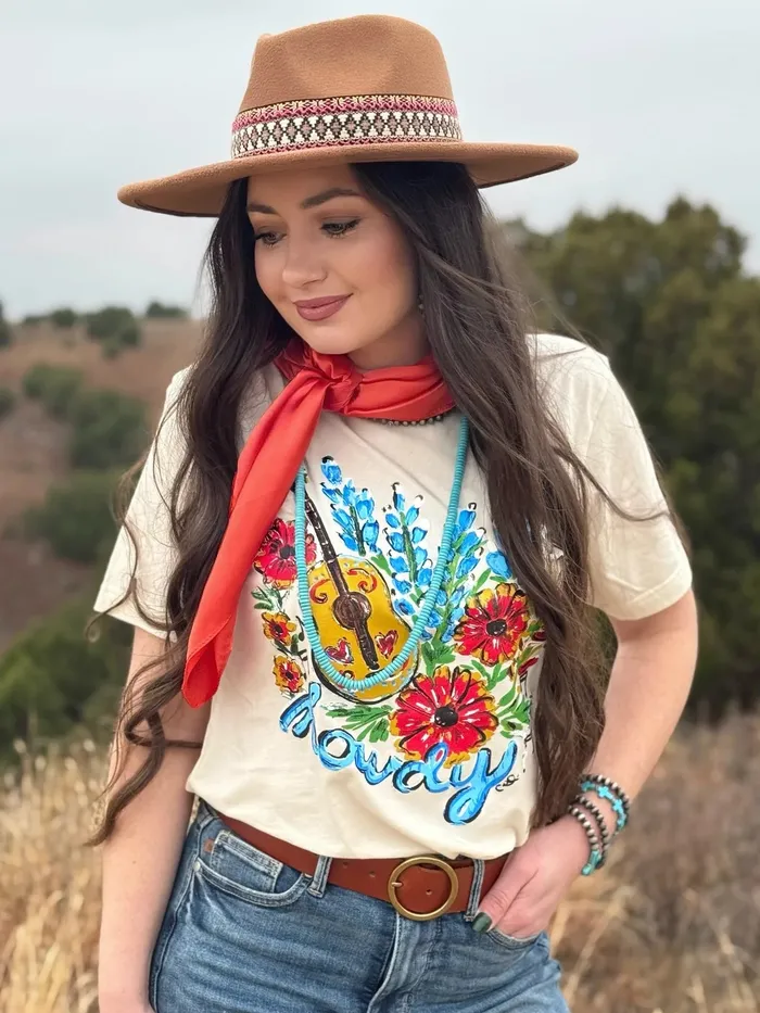 TEXAS TRUE THREADS Earrings BLUEBONNET HOWDY TEE NATURAL