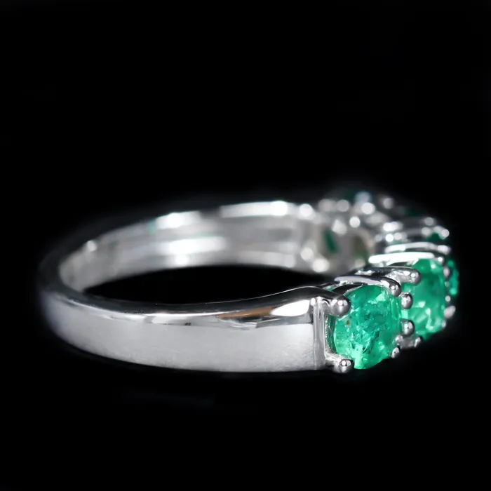 The Gem House Rings 14K White Gold 160 CTW Emerald and Diamond Band
