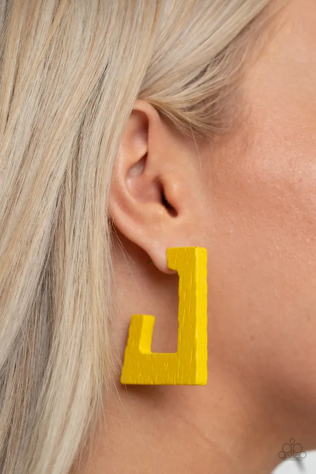 The Girl Next OUTDOOR Yellow Paparazzi Accessories Earrings