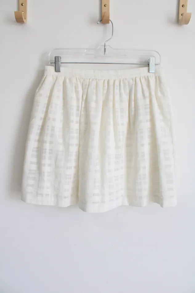 Tildon Tildon Textured Cream Plaid Mini Skirt 10 Earrings