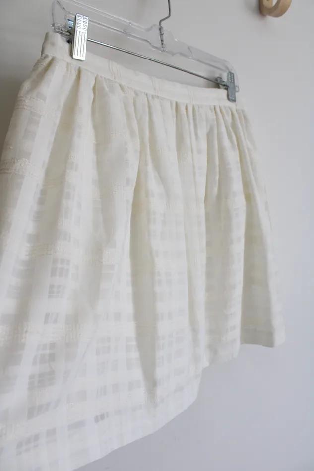 Tildon Tildon Textured Cream Plaid Mini Skirt 10 Earrings