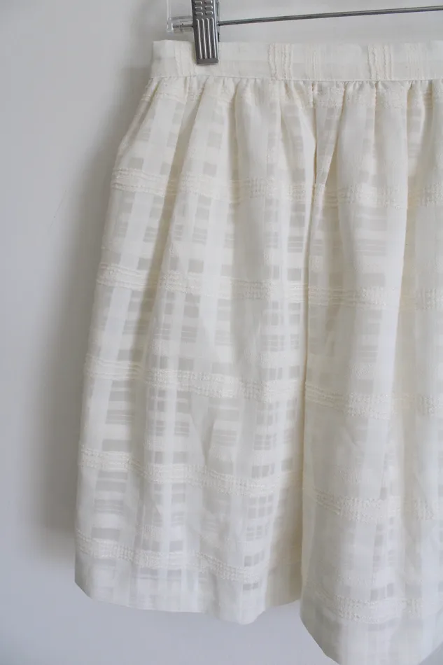 Tildon Tildon Textured Cream Plaid Mini Skirt 10 Earrings