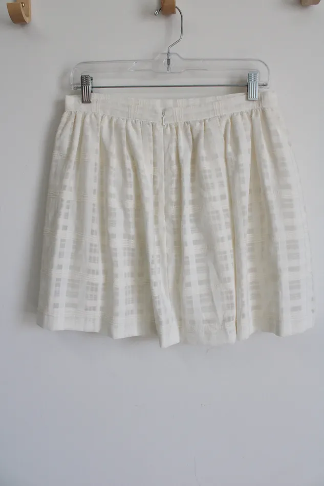 Tildon Tildon Textured Cream Plaid Mini Skirt 10 Earrings
