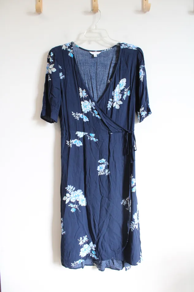 Time and Tru Blue Floral Tied Dress M 810 Time And Tru Rings