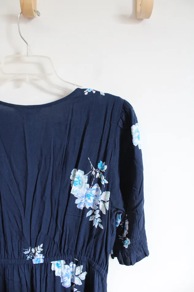 Time and Tru Blue Floral Tied Dress M 810 Time And Tru Rings
