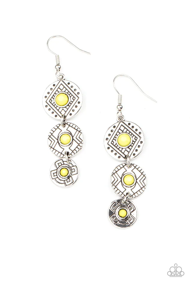 Totem Temptress Yellow Paparazzi Accessories Earrings