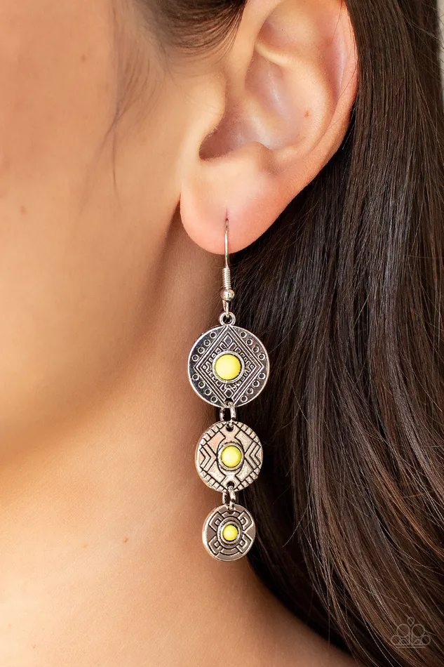 Totem Temptress Yellow Paparazzi Accessories Earrings