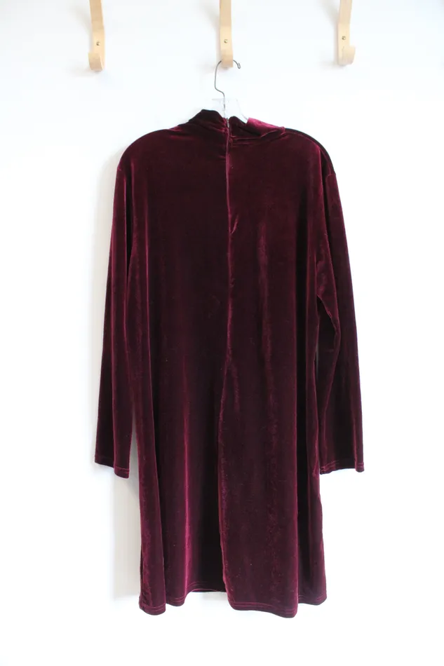 Tracy Spencer Earrings Tracy Spencer Vintage Red Velvet Turtleneck Dress 16