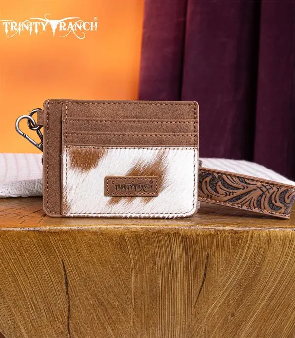 Trinity Ranch HairOn Cowhide Collection Key Ring Card Case Brown TRINITY RANCH Rings