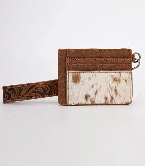 Trinity Ranch HairOn Cowhide Collection Key Ring Card Case Brown TRINITY RANCH Rings