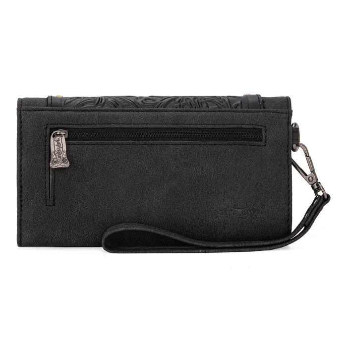 TRINITY RANCH Rings Trinity Ranch Floral Tooled Collection Wallet Black