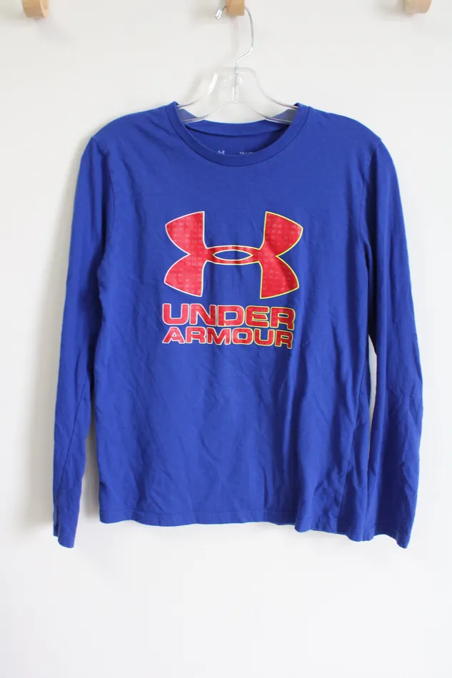 Under Armour Rings Under Armour Cobalt Blue Red Logo Shirt Youth XL 1618