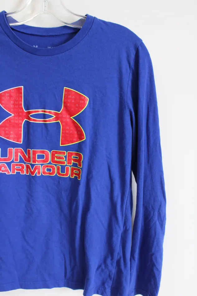 Under Armour Rings Under Armour Cobalt Blue Red Logo Shirt Youth XL 1618