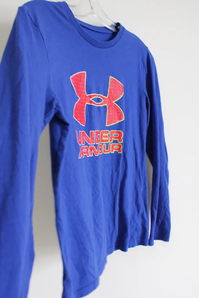 Under Armour Rings Under Armour Cobalt Blue Red Logo Shirt Youth XL 1618