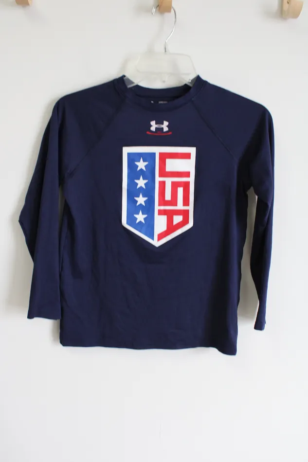 Under Armour Rings Under Armour Navy Blue USA Wrestling Long Sleeved Shirt Youth M 1012