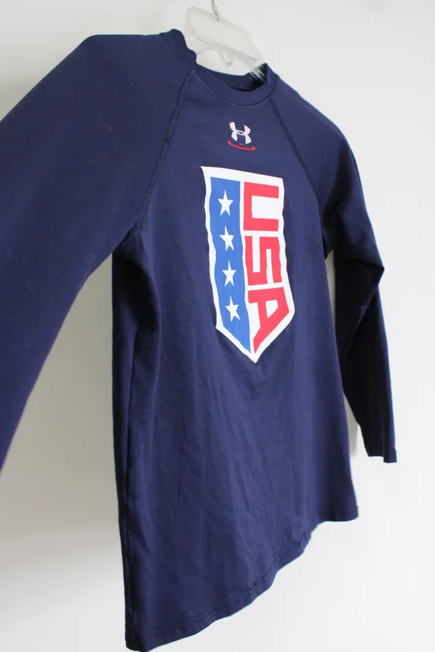 Under Armour Rings Under Armour Navy Blue USA Wrestling Long Sleeved Shirt Youth M 1012