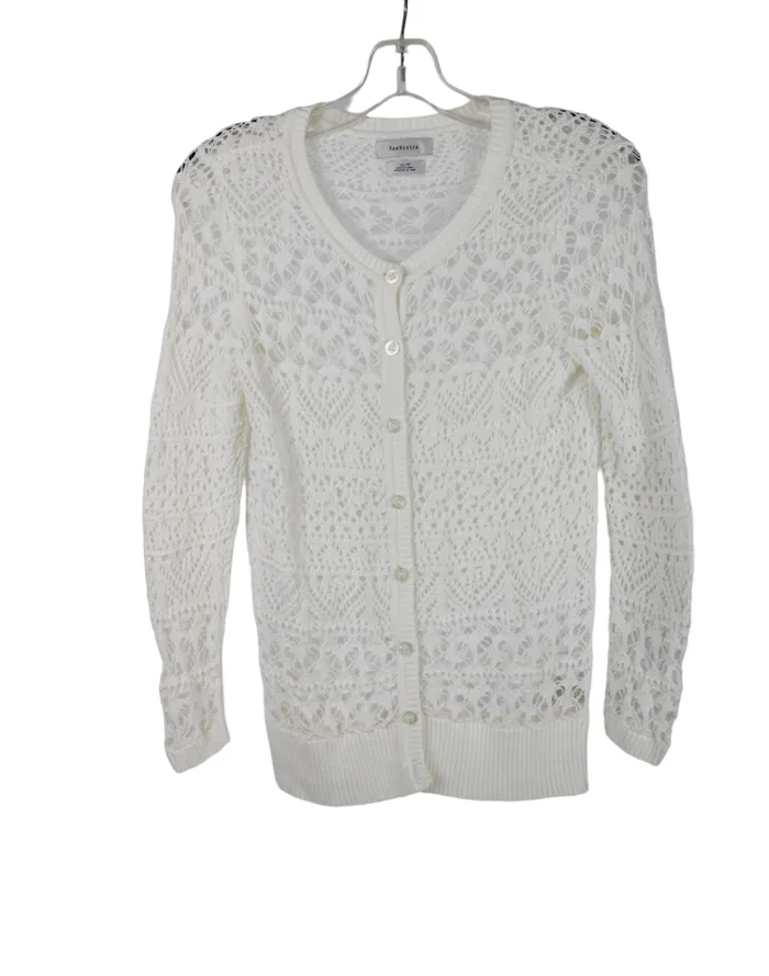 Van Heusen White Crocheted Cardigan XS Van Heusen Rings