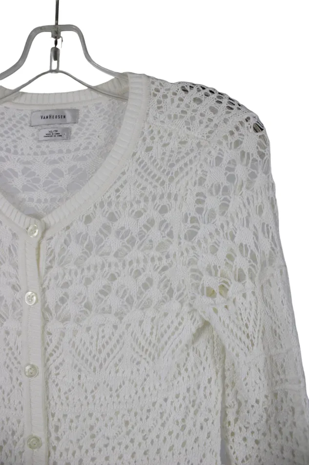 Van Heusen White Crocheted Cardigan XS Van Heusen Rings