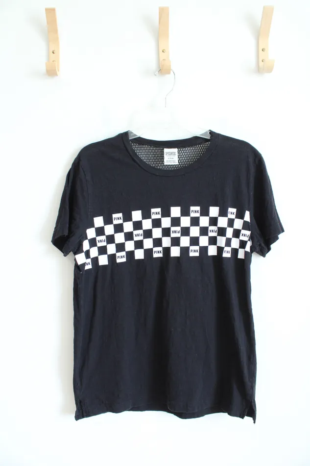 Victorias Secret Victorias Secret PINK Black White Checkered Netted Back Top M Rings