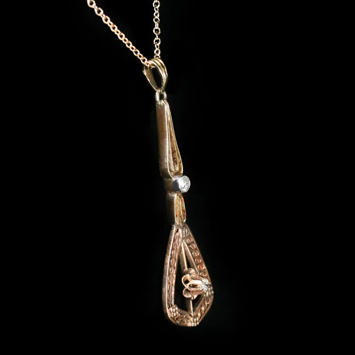 Victorian Old European Cut Diamond Lavalier Pendant Primative Gemstone Necklaces