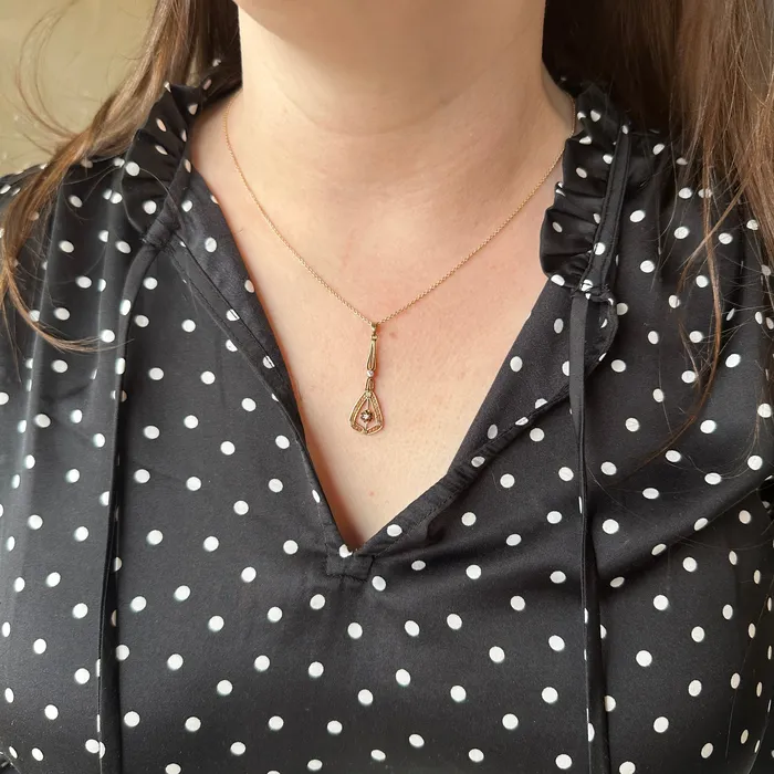 Victorian Old European Cut Diamond Lavalier Pendant Primative Gemstone Necklaces