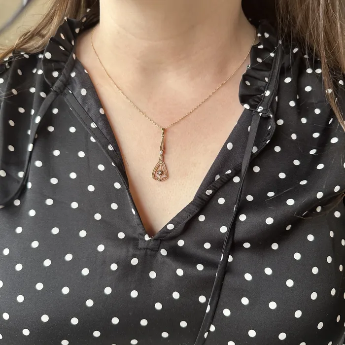 Victorian Old European Cut Diamond Lavalier Pendant Primative Gemstone Necklaces