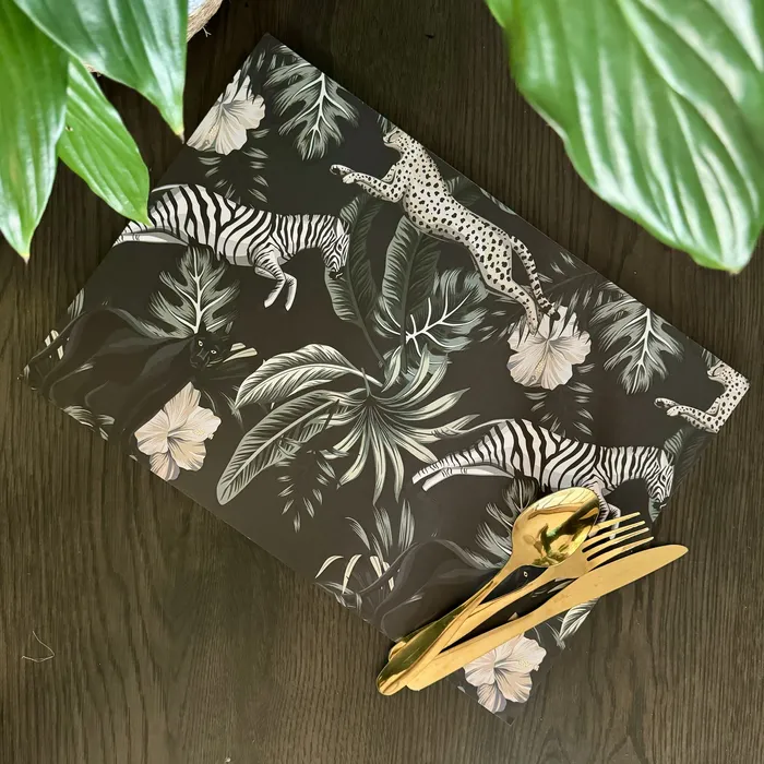 Vintage Black Panther Paper Placemats BALI TRADING Rings