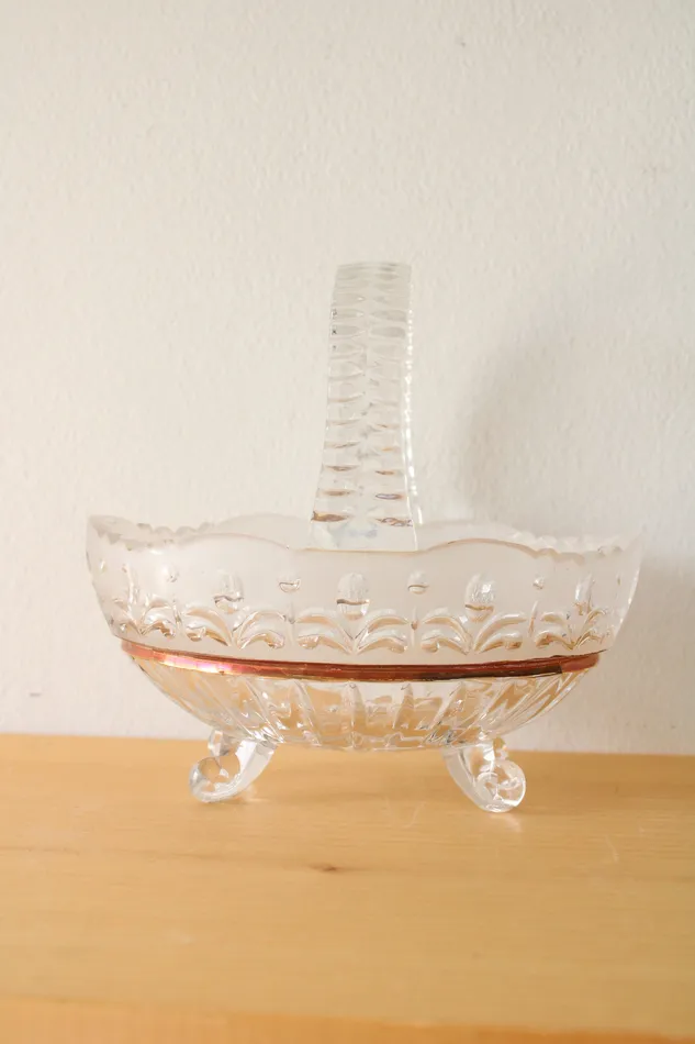 Vintage Cut Glass Basket Jubilee Thrift Earrings