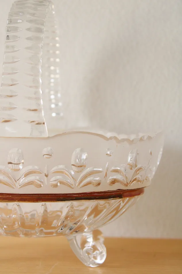 Vintage Cut Glass Basket Jubilee Thrift Earrings