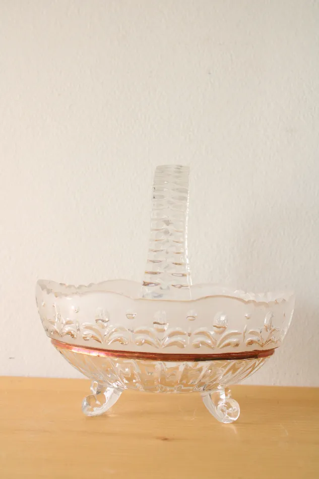 Vintage Cut Glass Basket Jubilee Thrift Earrings