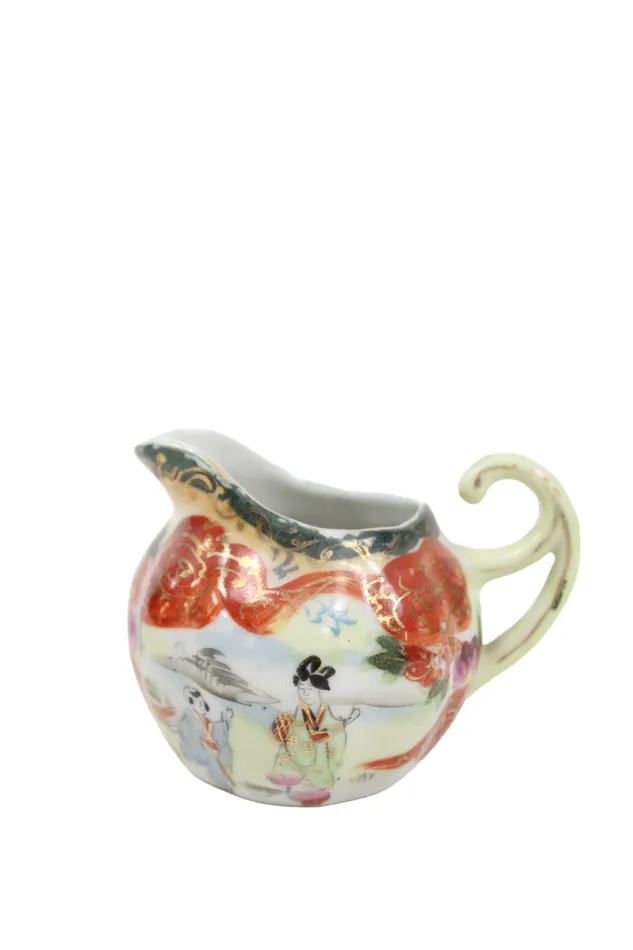 Vintage Painted Japanese Creamer Pourer Jubilee Thrift Earrings