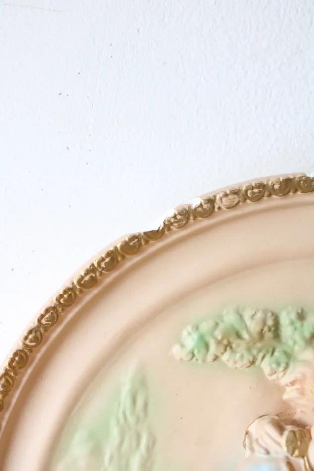 Vintage Victorian Couple Sculpture Chalkware Plaster Wall Plaque Jubilee Thrift Earrings