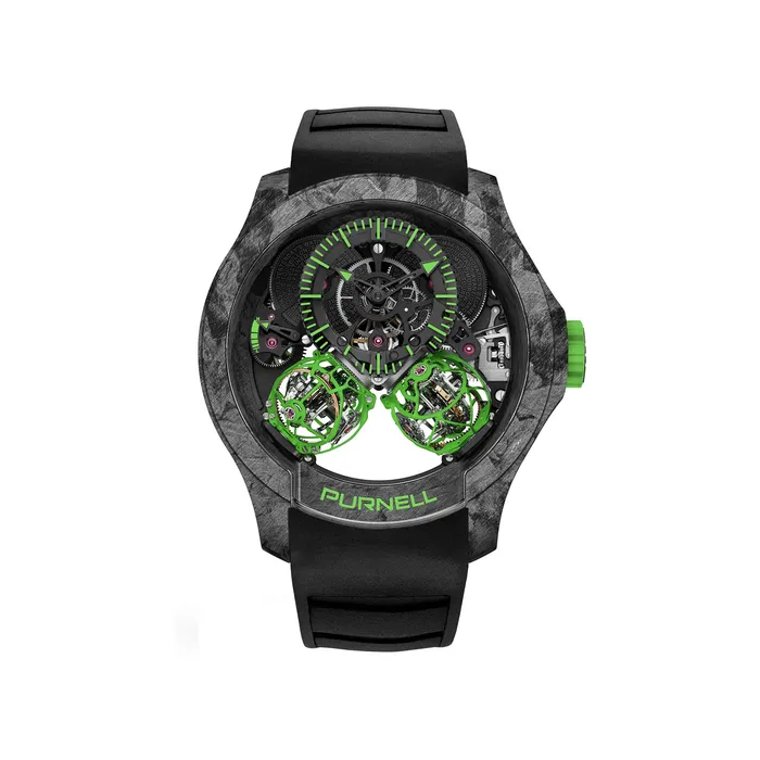 Watches Purnell Purnell Escape II Forged Carbon Green Watch