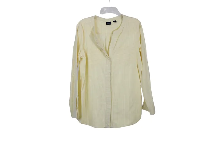 Westbound Cotton Yellow Striped Button Down L Westbound Earrings