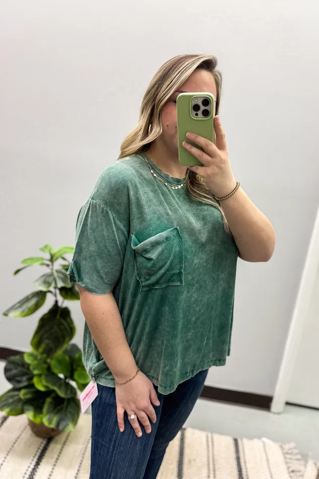 Where It Ends Ribbed Top Dark Green Zenana Earrings