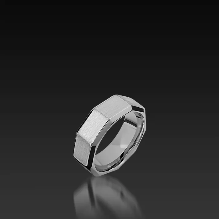 White Gold high Beveled Band Shop John Atencio Rings
