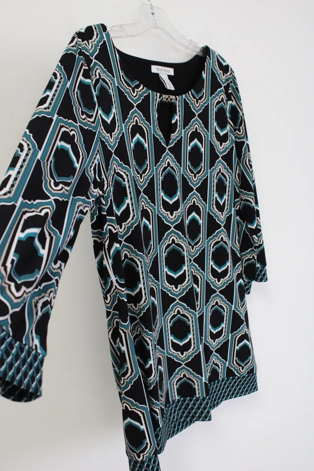 White House Black Market Teal Patterned Top XL White House Black Market Rings