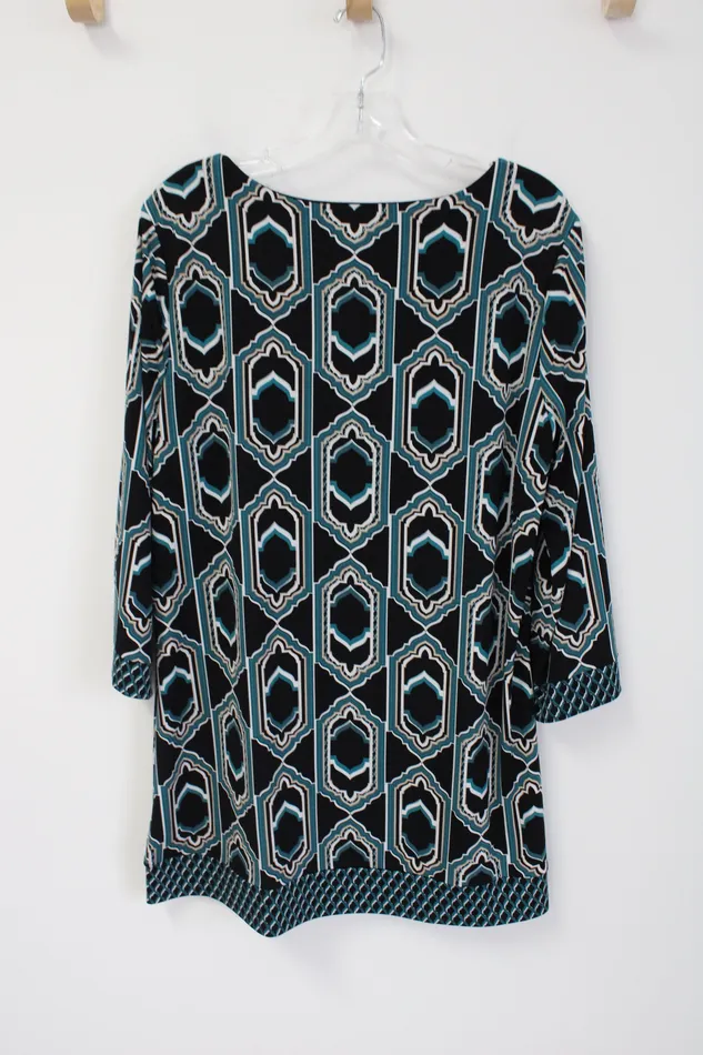 White House Black Market Teal Patterned Top XL White House Black Market Rings