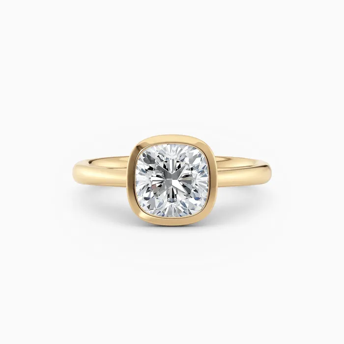 Winnie Cathedral Cushion Bezel Engagement Ring Honey Jewelry Co Rings