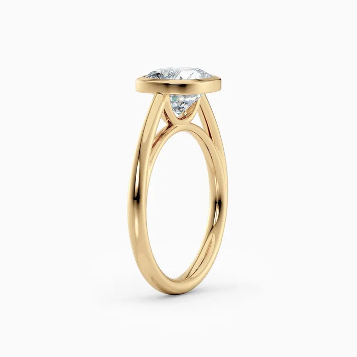 Winnie Cathedral Cushion Bezel Engagement Ring Honey Jewelry Co Rings