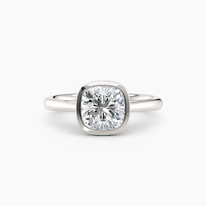 Winnie Cathedral Cushion Bezel Engagement Ring Honey Jewelry Co Rings