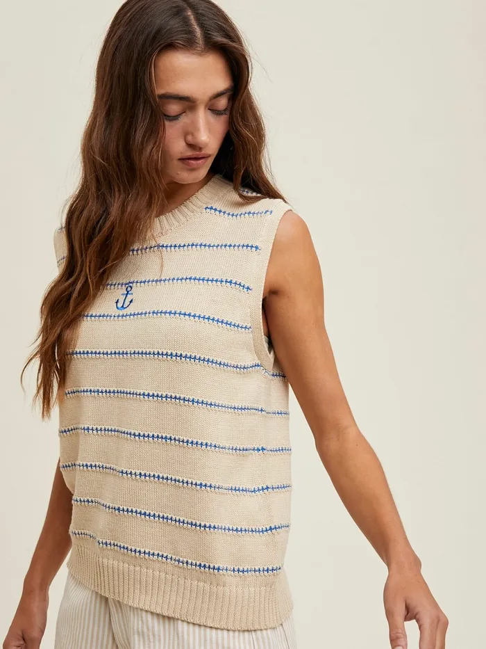 Wishlist Earrings Anchors Away Sleeveless Sweater