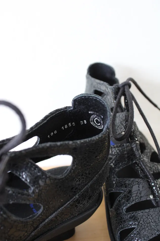 Wolky Rings Wolky Lace Up Black Heeled Gladiator Sandals Size 38 75