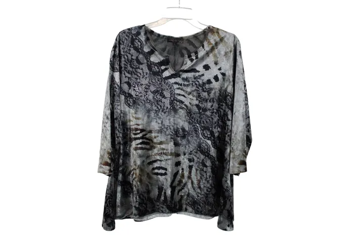 Wonders Earrings Wonders Gray Velour Top L Petite