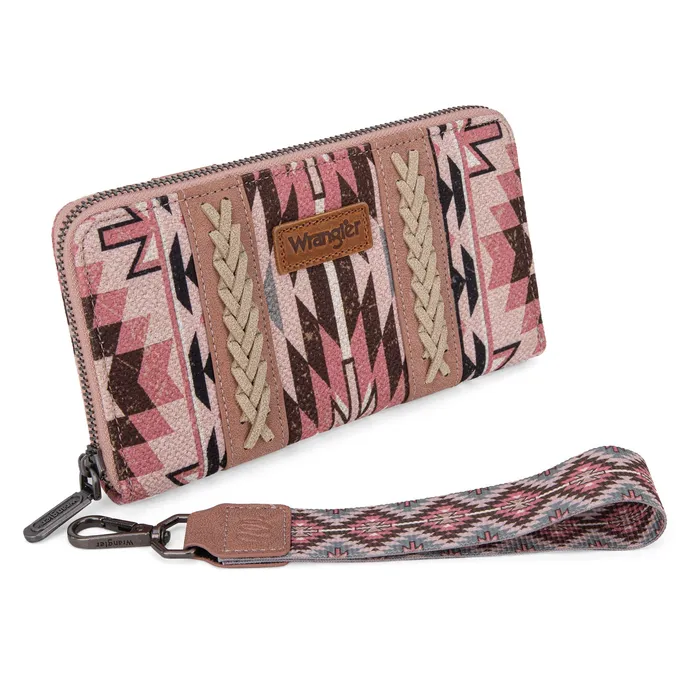 Wrangler Southwestern Art Print Wallet DARK PINK MONTANA WEST Earrings