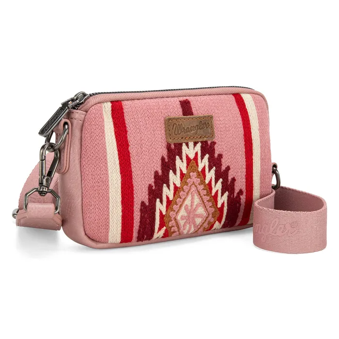 Wrangler Southwestern Knitted Mini CrossbodyWallet Hot Pink MONTANA WEST Earrings