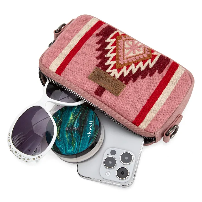 Wrangler Southwestern Knitted Mini CrossbodyWallet Hot Pink MONTANA WEST Earrings